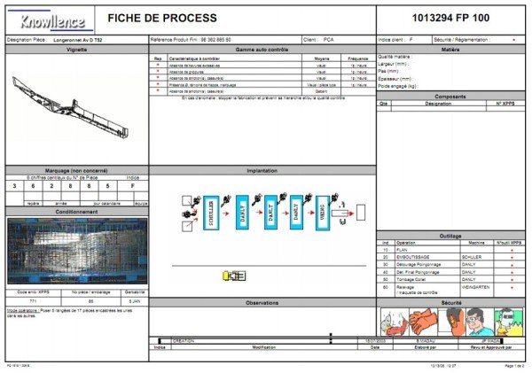 Reportig de Robust Manufacturing Suite exemple de Fiche de poste AMDEC Process